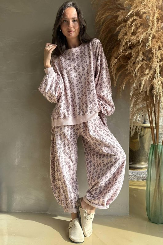 Indira Lantern Sleeve Sweatshirt Rose & Plum